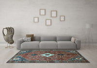 Machine Washable Persian Light Blue Traditional Rug, wshtr832lblu