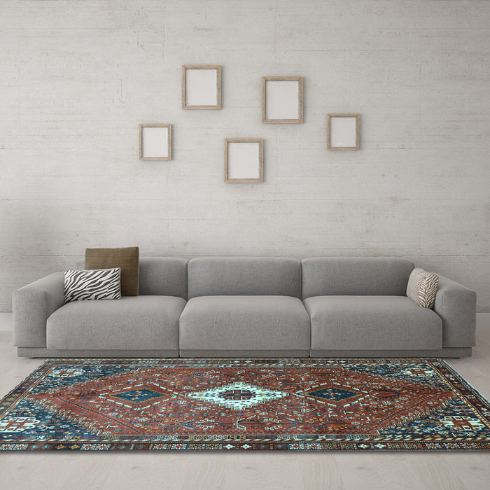 Machine Washable Persian Light Blue Traditional Rug in a Living Room, wshtr832lblu