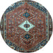 Round Machine Washable Persian Light Blue Traditional Rug, wshtr832lblu