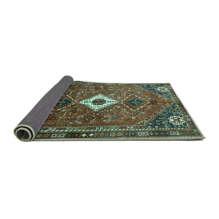 Sideview of Persian Turquoise Traditional Rug, tr832turq