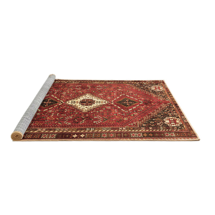 Sideview of Machine Washable Persian Brown Traditional Rug, wshtr832brn