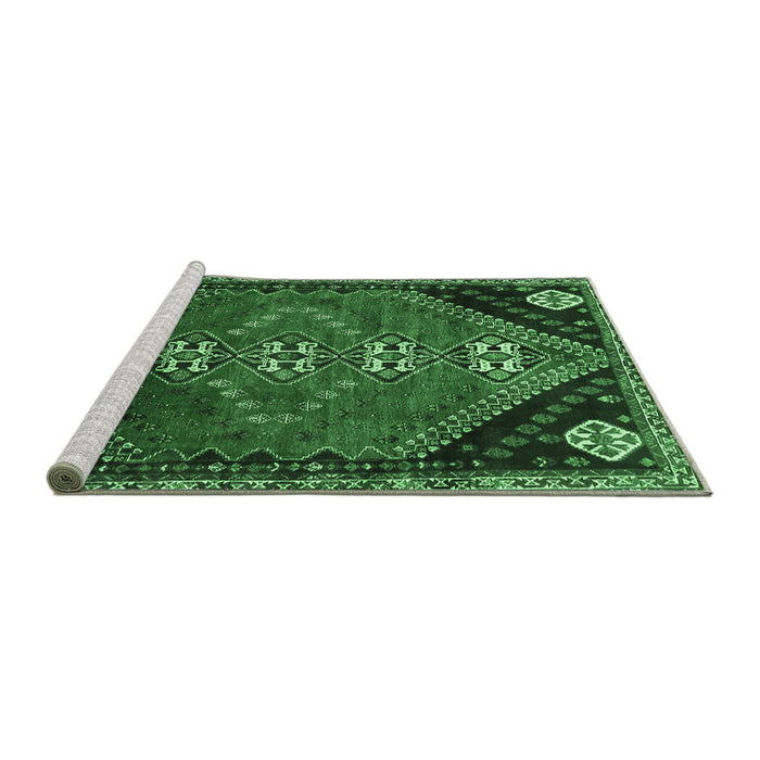 Sideview of Machine Washable Persian Emerald Green Traditional Area Rugs, wshtr833emgrn