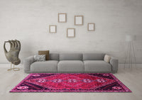 Machine Washable Persian Pink Traditional Rug, wshtr833pnk