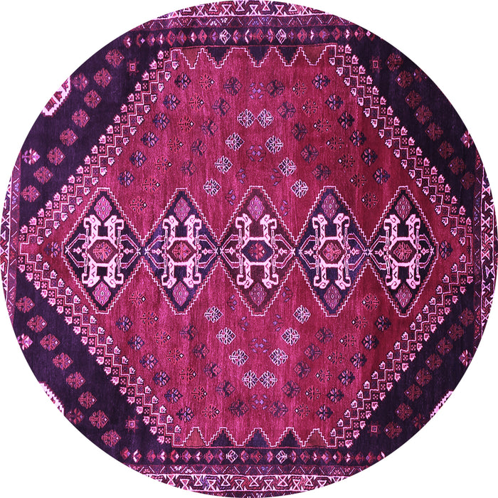 Round Machine Washable Persian Purple Traditional Area Rugs, wshtr833pur