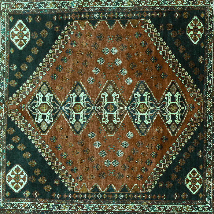 Square Machine Washable Persian Turquoise Traditional Area Rugs, wshtr833turq