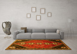 Machine Washable Persian Yellow Traditional Rug in a Living Room, wshtr833yw
