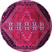 Round Machine Washable Persian Pink Traditional Rug, wshtr833pnk