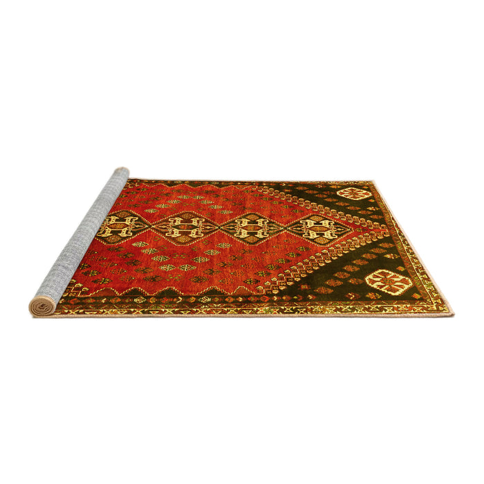 Sideview of Machine Washable Persian Yellow Traditional Rug, wshtr833yw