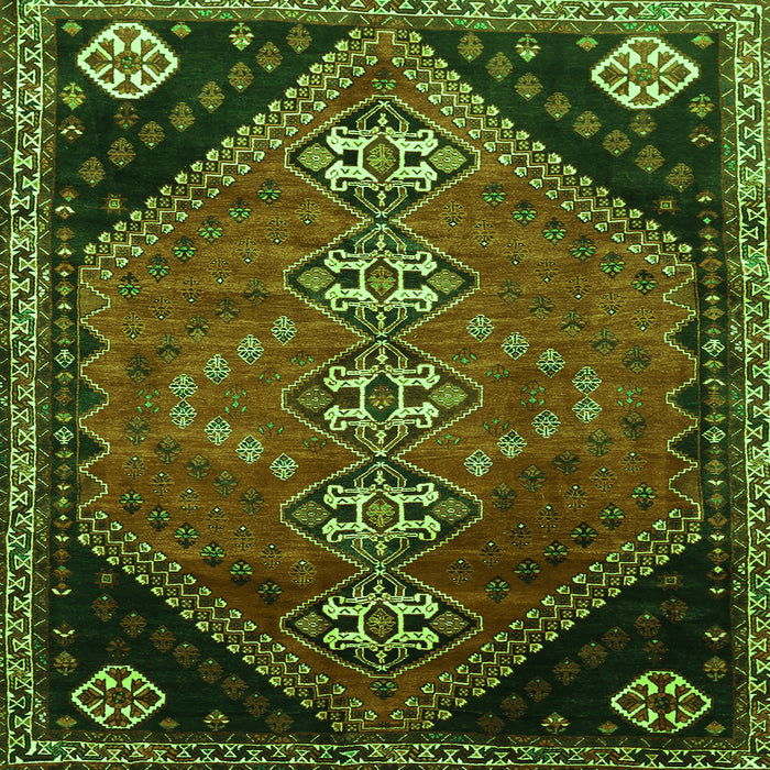 Round Machine Washable Persian Green Traditional Area Rugs, wshtr833grn