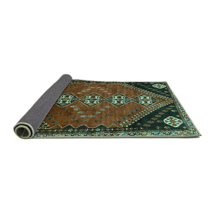 Sideview of Persian Turquoise Traditional Rug, tr833turq