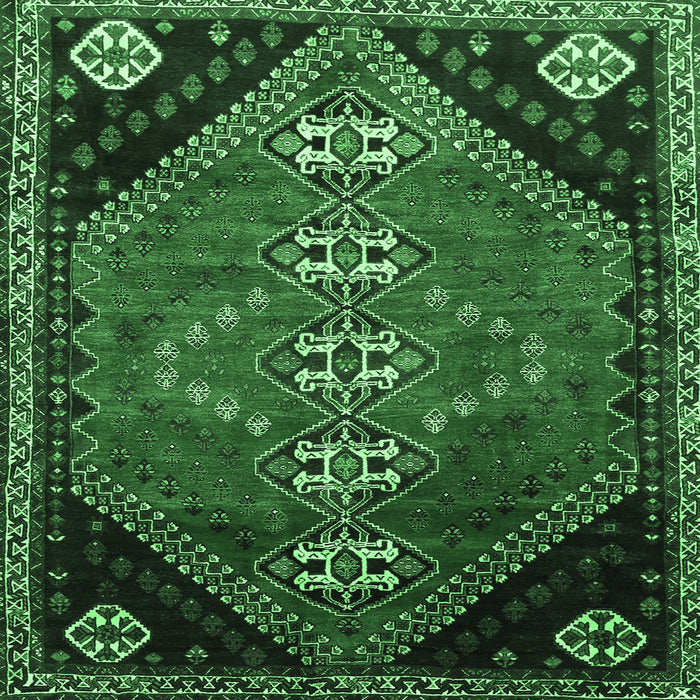 Square Persian Emerald Green Traditional Rug, tr833emgrn