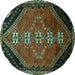 Round Persian Turquoise Traditional Rug, tr833turq