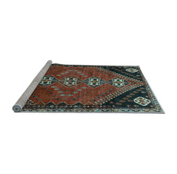 Sideview of Machine Washable Persian Light Blue Traditional Rug, wshtr833lblu