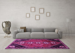 Machine Washable Persian Purple Traditional Area Rugs in a Living Room, wshtr833pur