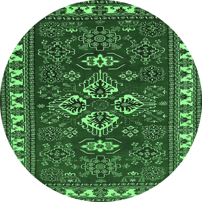 Round Persian Emerald Green Traditional Rug, tr834emgrn