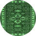 Round Persian Emerald Green Traditional Rug, tr834emgrn