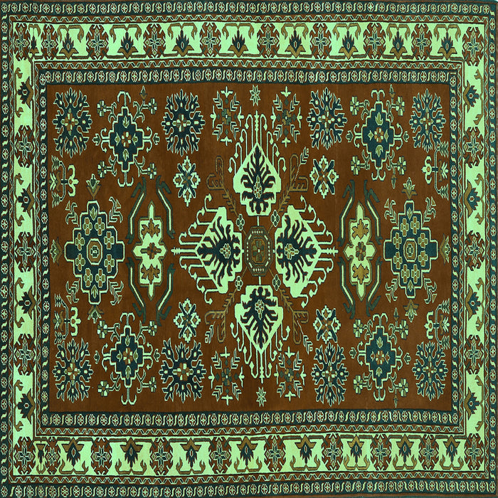 Square Machine Washable Persian Turquoise Traditional Area Rugs, wshtr834turq