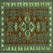 Square Machine Washable Persian Turquoise Traditional Area Rugs, wshtr834turq