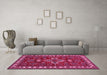 Machine Washable Persian Pink Traditional Rug in a Living Room, wshtr834pnk