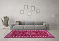 Machine Washable Persian Pink Traditional Rug, wshtr834pnk