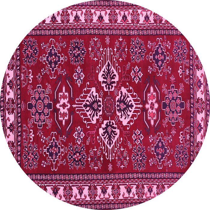 Round Machine Washable Persian Pink Traditional Rug, wshtr834pnk