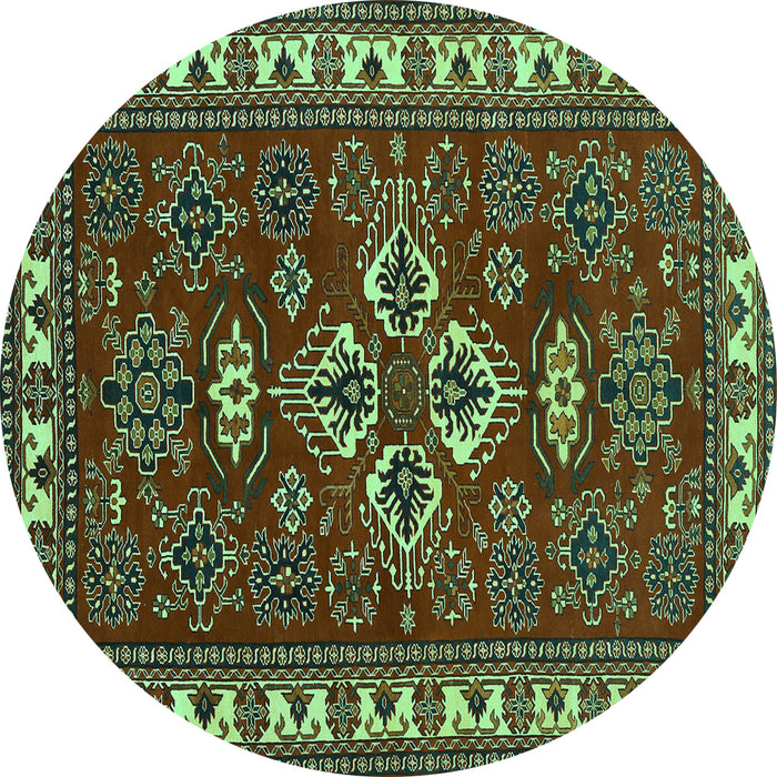 Round Persian Turquoise Traditional Rug, tr834turq