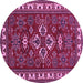 Round Machine Washable Persian Purple Traditional Area Rugs, wshtr834pur