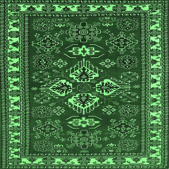 Square Persian Emerald Green Traditional Rug, tr834emgrn