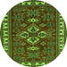 Square Persian Green Traditional Rug, tr834grn