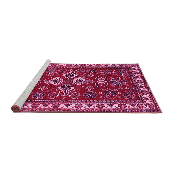 Sideview of Machine Washable Persian Pink Traditional Rug, wshtr834pnk