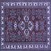 Square Machine Washable Persian Blue Traditional Rug, wshtr834blu