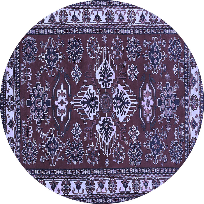 Round Machine Washable Persian Blue Traditional Rug, wshtr834blu
