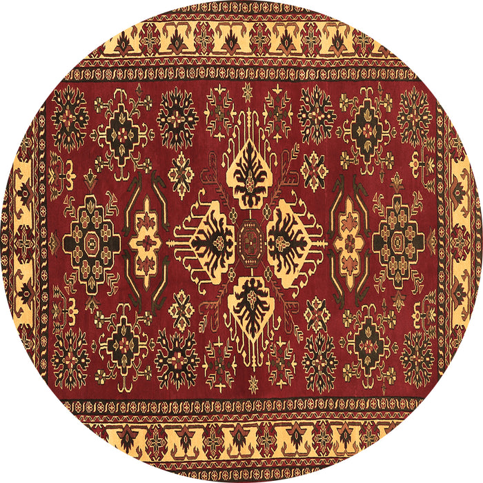 Round Persian Brown Traditional Rug, tr834brn
