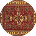 Round Persian Brown Traditional Rug, tr834brn