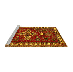 Sideview of Machine Washable Persian Yellow Traditional Rug, wshtr834yw