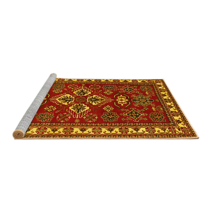 Sideview of Machine Washable Persian Yellow Traditional Rug, wshtr834yw