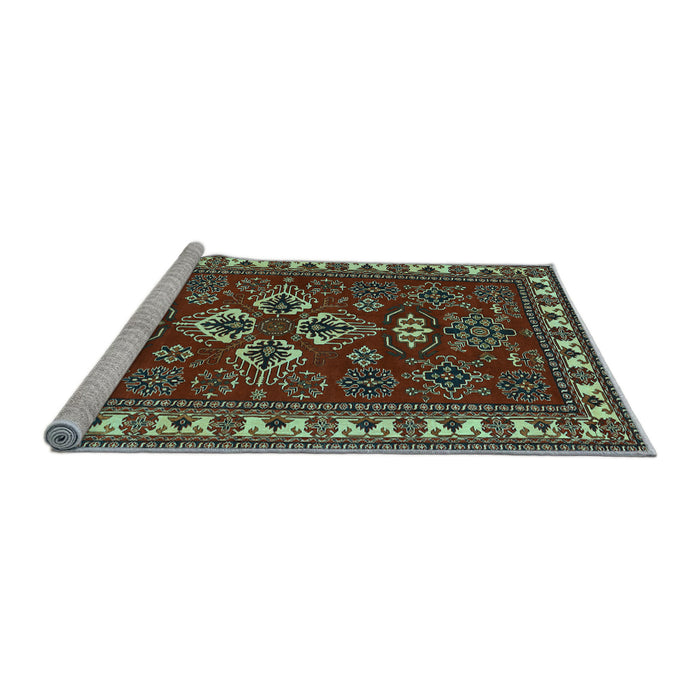 Sideview of Machine Washable Persian Light Blue Traditional Rug, wshtr834lblu