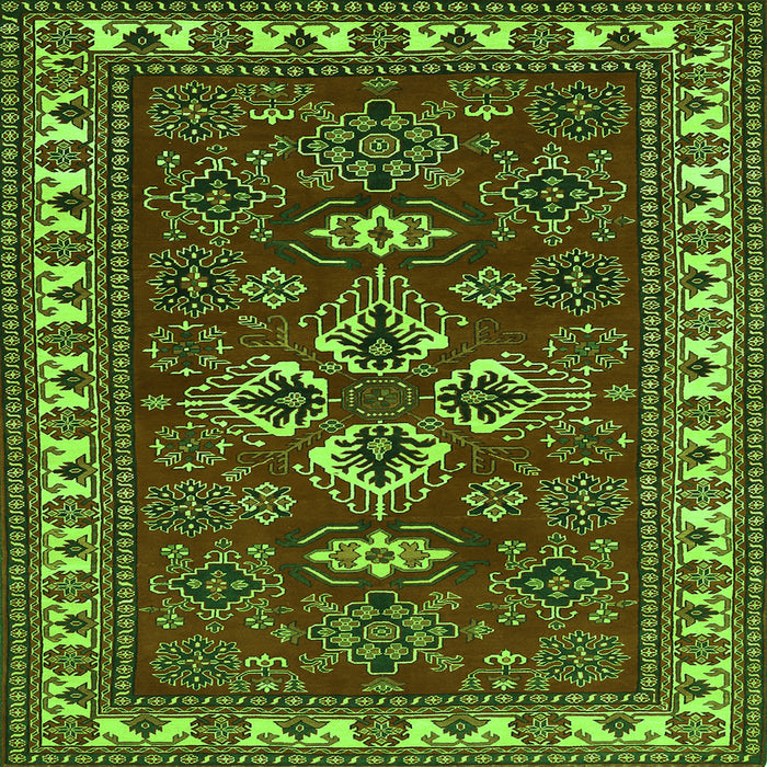Round Machine Washable Persian Green Traditional Area Rugs, wshtr834grn