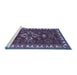 Sideview of Machine Washable Persian Blue Traditional Rug, wshtr834blu