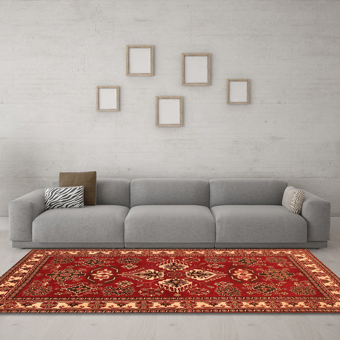 Machine Washable Persian Orange Traditional Area Rugs in a Living Room, wshtr834org