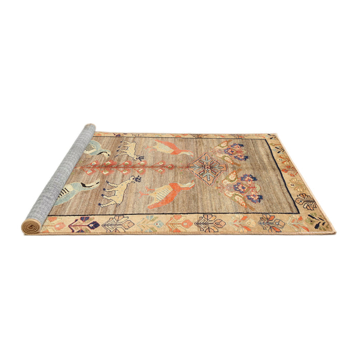 Sideview of Machine Washable Traditional Bronze Brown Rug, wshtr835