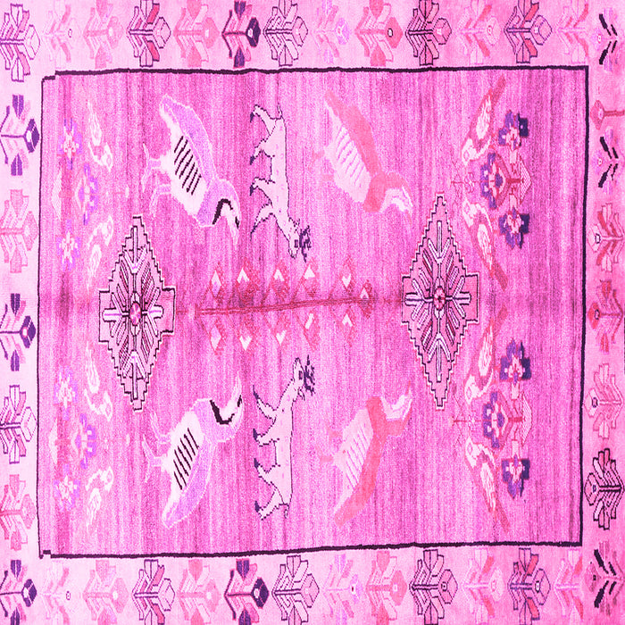 Square Machine Washable Persian Pink Traditional Rug, wshtr835pnk