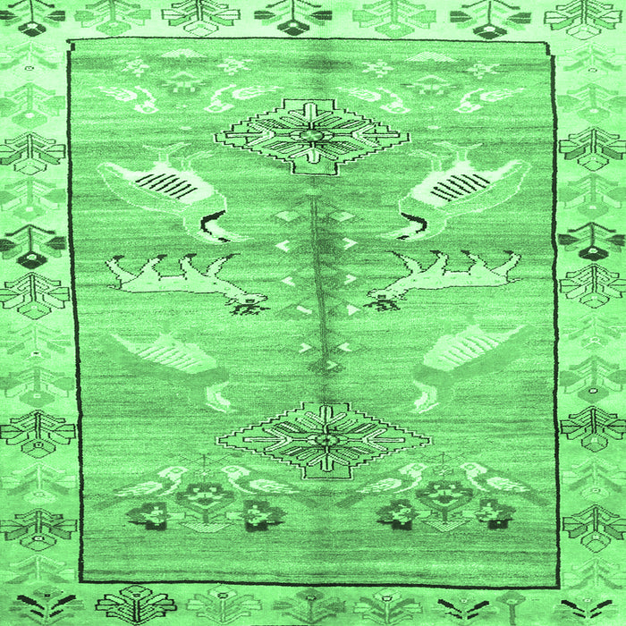 Square Machine Washable Persian Emerald Green Traditional Area Rugs, wshtr835emgrn