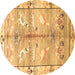 Round Persian Brown Traditional Rug, tr835brn