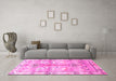 Machine Washable Persian Pink Traditional Rug in a Living Room, wshtr835pnk