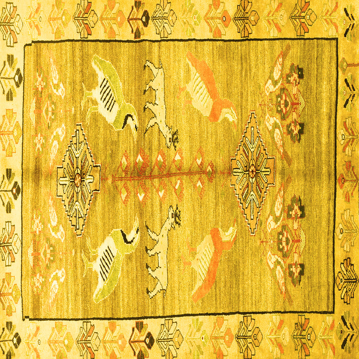 Square Machine Washable Persian Yellow Traditional Rug, wshtr835yw