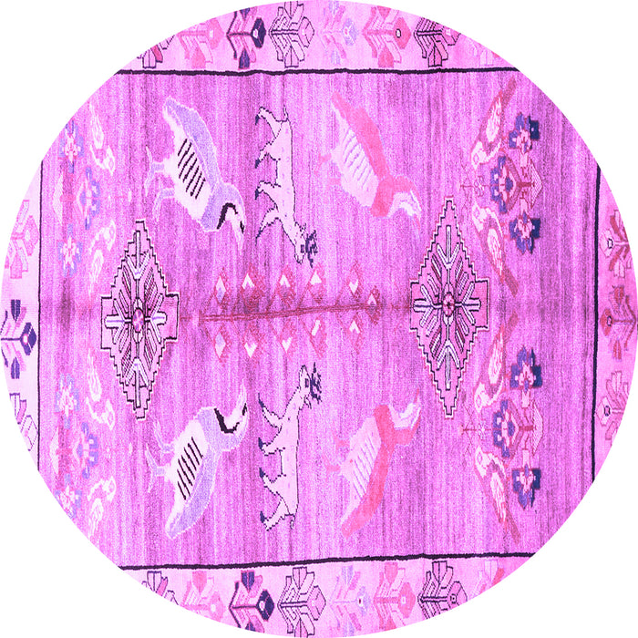 Round Persian Purple Traditional Rug, tr835pur