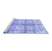 Sideview of Machine Washable Persian Blue Traditional Rug, wshtr835blu