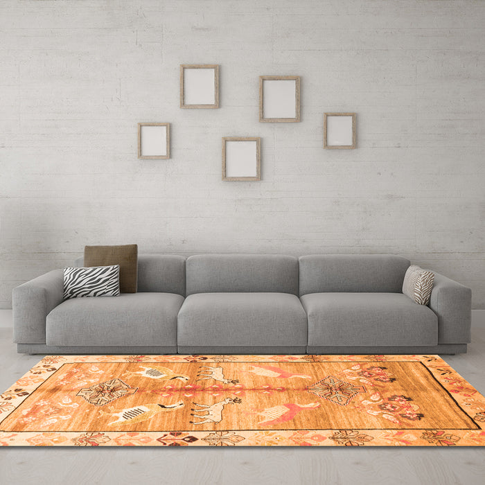 Machine Washable Persian Orange Traditional Area Rugs in a Living Room, wshtr835org
