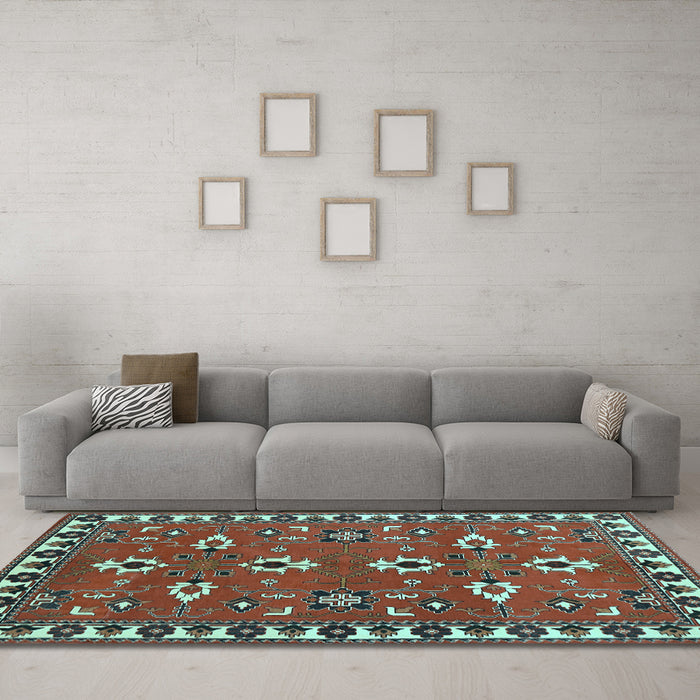 Machine Washable Persian Light Blue Traditional Rug in a Living Room, wshtr836lblu